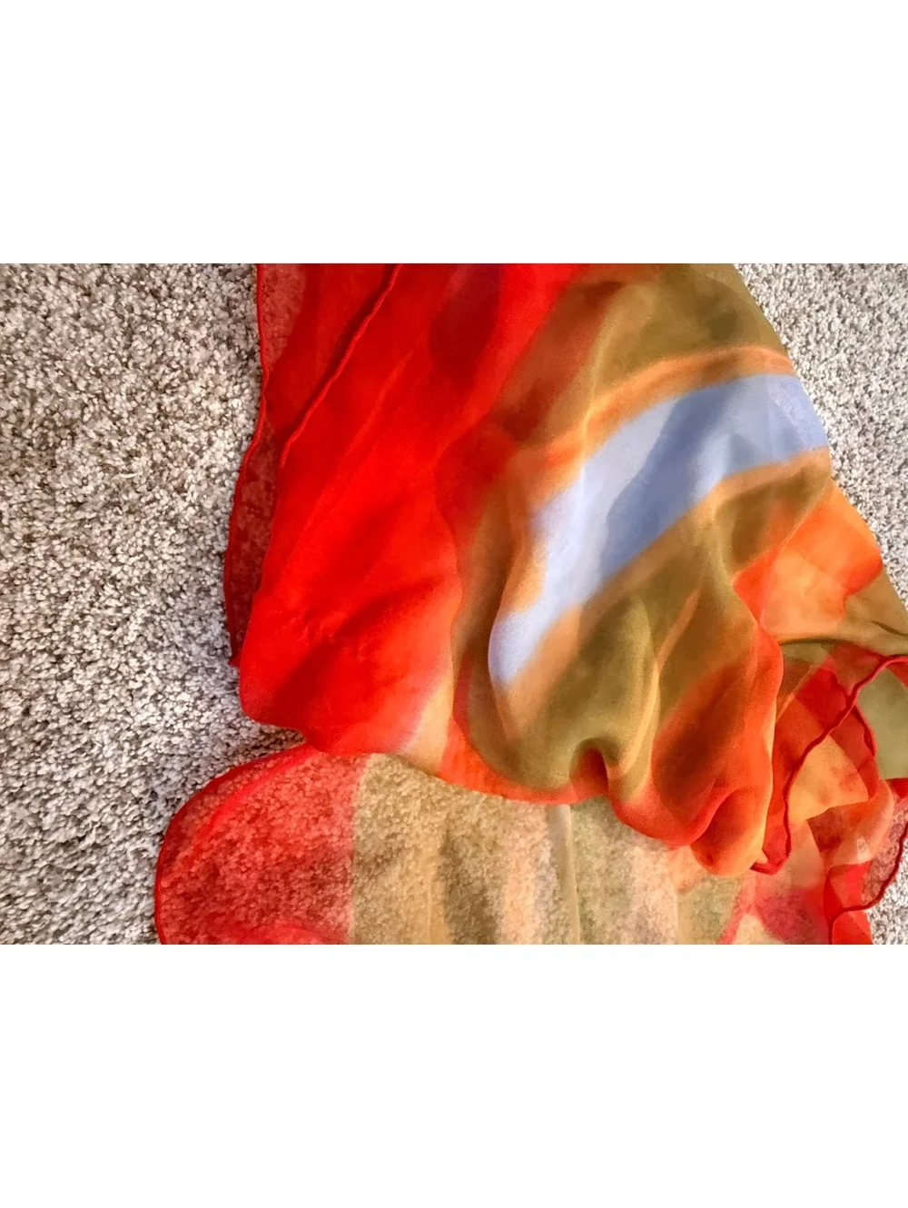 Lightweight Sheer Scarf with Orange Floral Design